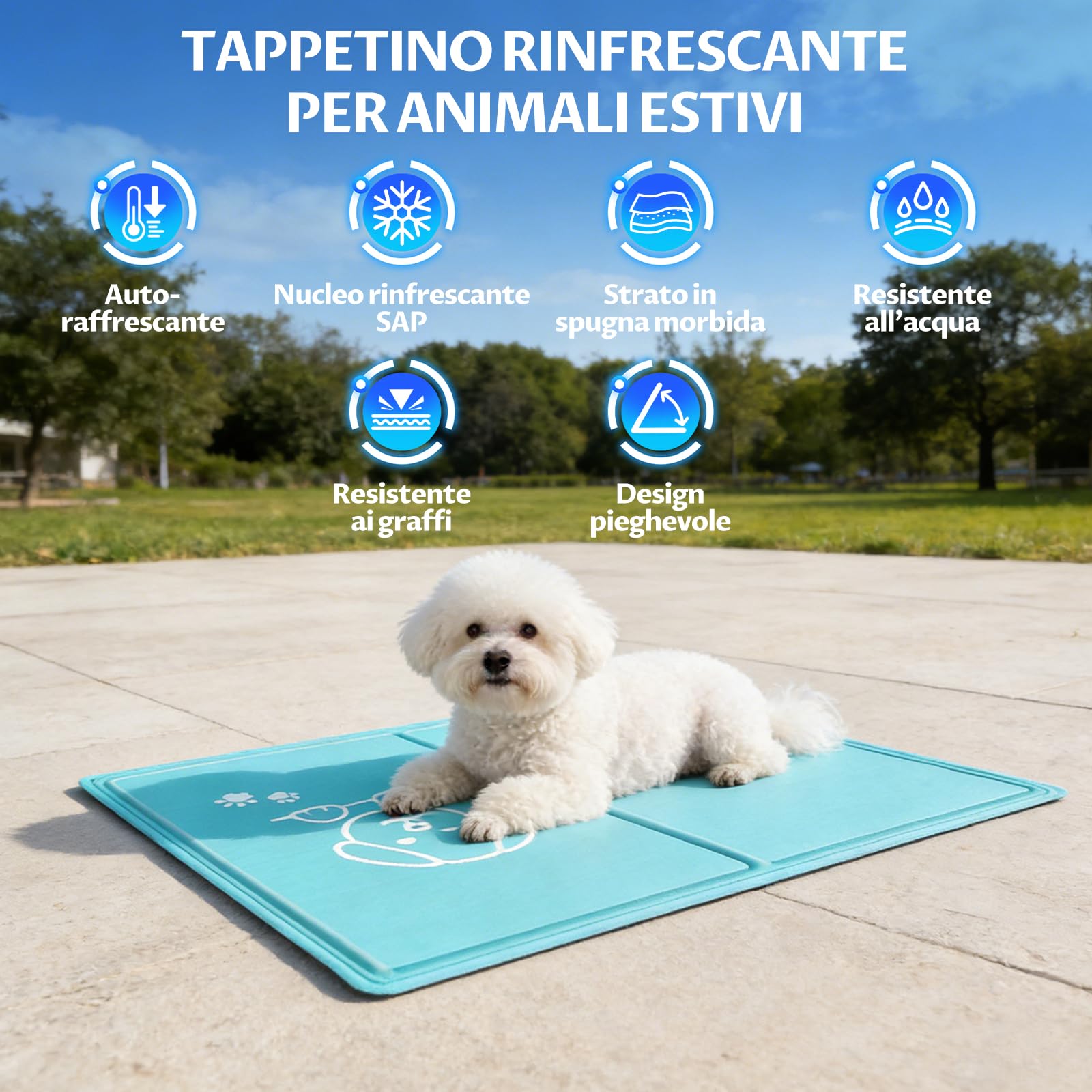 JONRRYIN Tappetino Refrigerante per Gatti e Cani, 50×65cm Tappetino Rinfrescante in Gel Fresco, Materassino Raffreddamento per Animali in Estate per Interni, Esterni e Auto, Cucce, Divani (S)