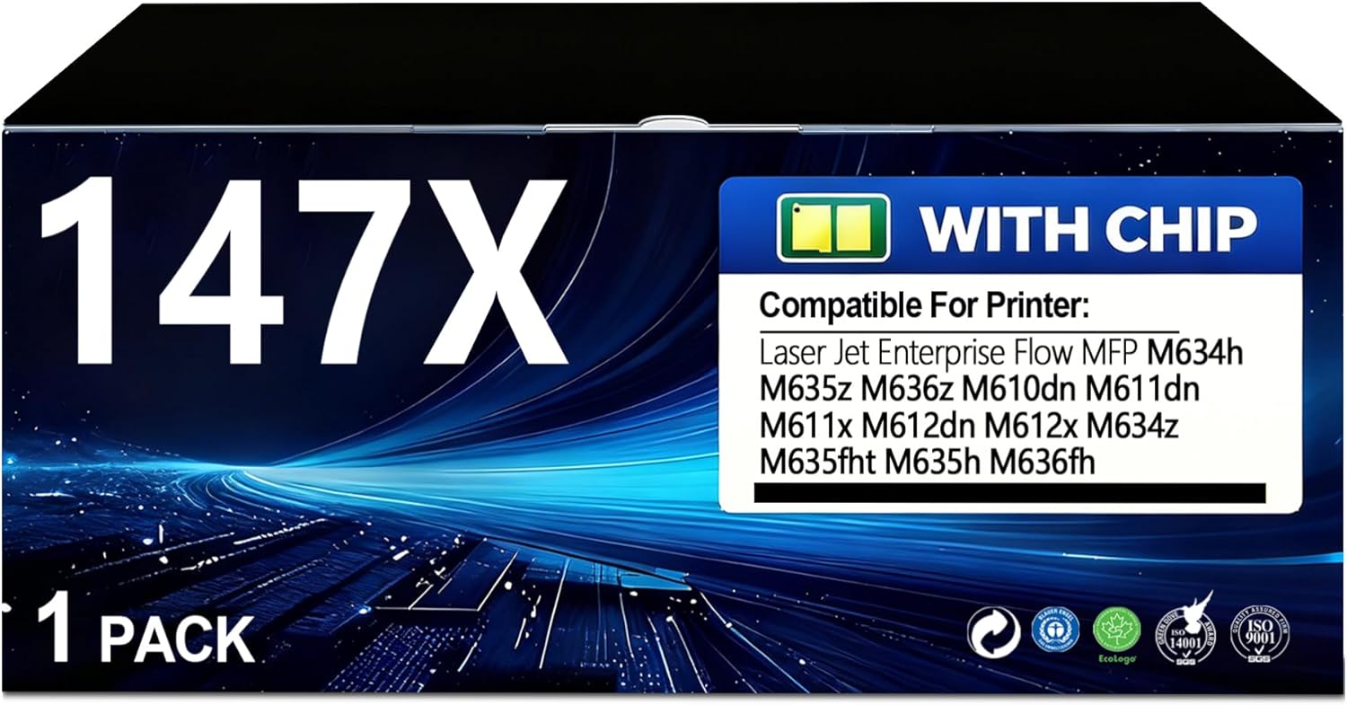 147X Black High-Yield Toner Cartridge 1-Pack Replacement for HP 147A W1470A 147X W1470X Toner Laser Jet Enterprise M610 M611 M611 M612 MFP M634 M635 M636 | W1470X