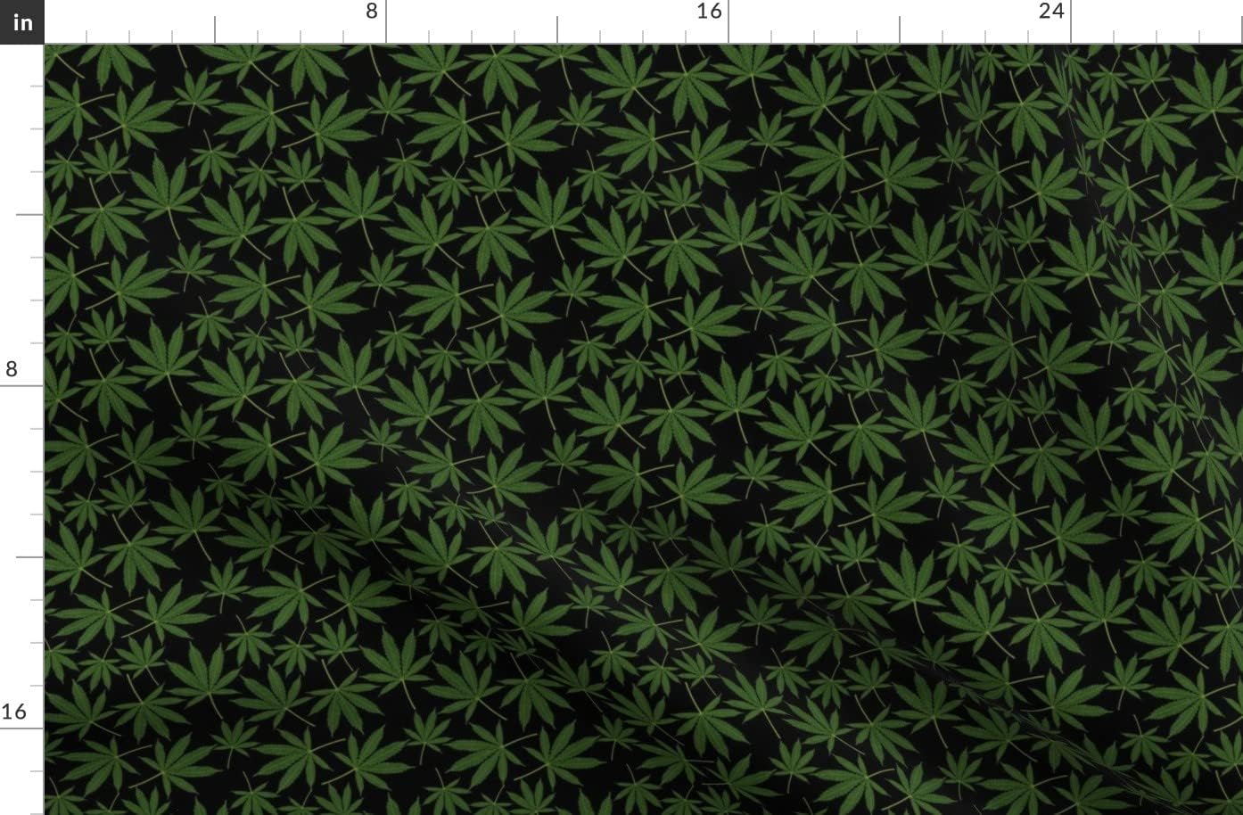 Spoonflower Fabric - Cannabis Leaves Pot Botanical Weed Marijuana 420 Printed on Organic Cotton Sateen Fabric by The Yard - Sewing Quilting Apparel Home Decor