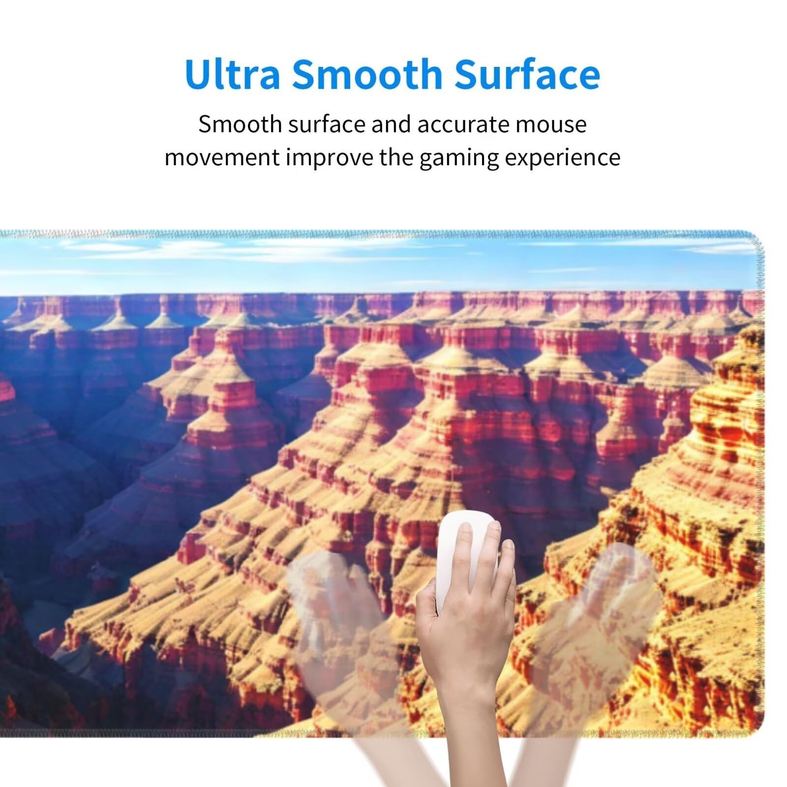 Tappetino Mouse, Tappetino Mouse Gaming Grande XXL 1500x800x3mm Tappetino Scrivania Mouse Pad, Base in Gomma Antiscivolo, Bordi Cuciti,Lavabile, Mousepad per Ufficio e Gaming (Grand Canyon) R-120