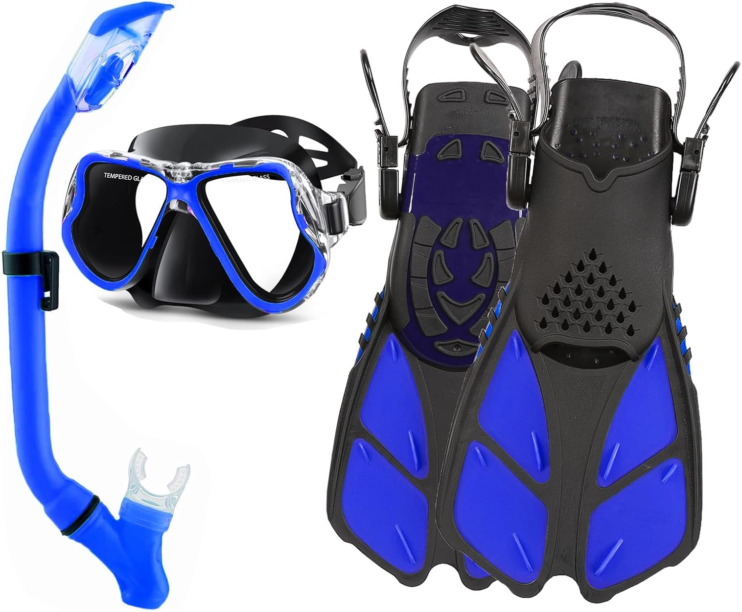 DiVLMT Snorkeling Gear for Adults with Fins Scuba Diving Gear Adult Professional Travel Snorkel Sets with Flippers,Anti-Fog Anti-Leak Diving Mask