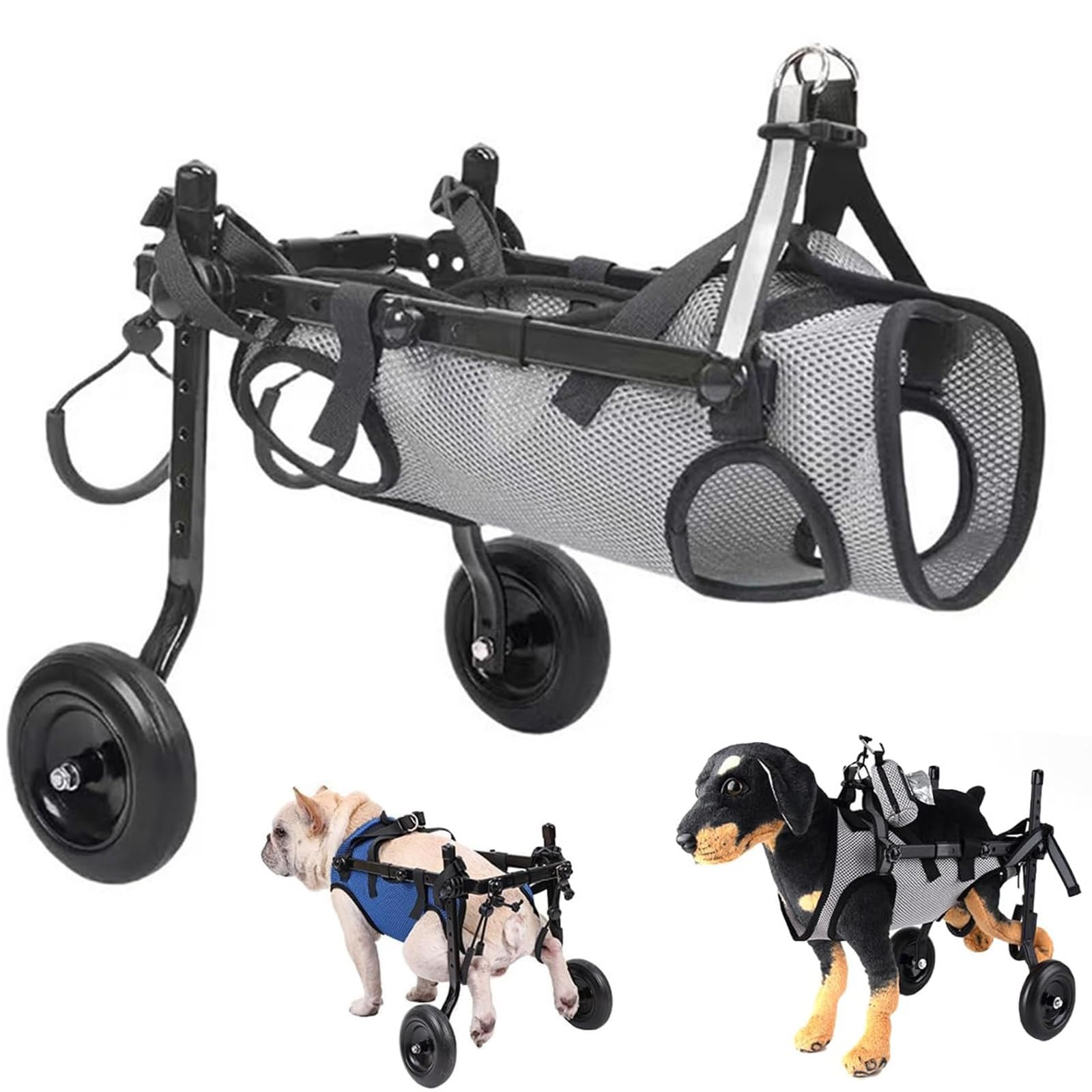Silla de ruedas para perros con patas traseras, ayuda para caminar ajustable para perros discapacitados, soporta pesos de hasta 10 kg