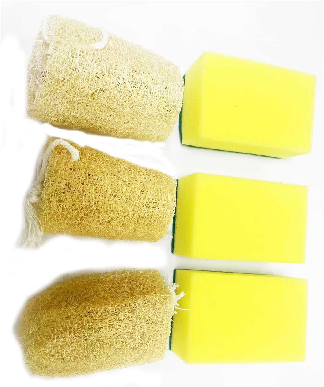 10 Pieces Natural loofah Sponge and 30 Pieces Thickened Cleaning Sponge Set, Bathroom and Kitchen Cleaning Supplies, Suitable for Men and Women Shower Device Bath Device