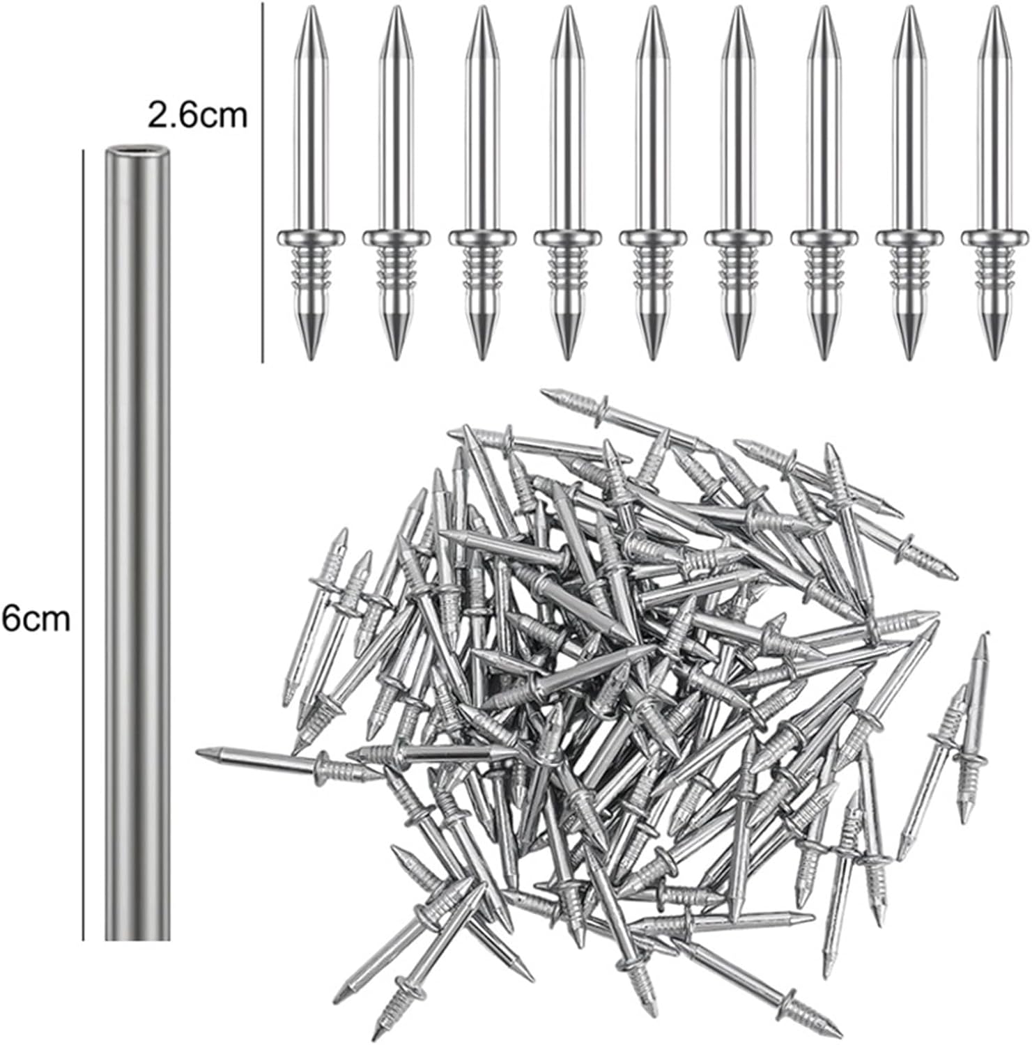 Double-Headed Skirting Thread Seamless Nail 500 Pcs Double Head Skirting Boards Nails With Sleeve Heavy Duty Metal Thread Screw Fasteners For Wood Cement Rust-Proof Fixator
