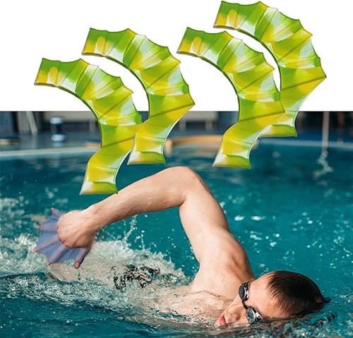 Vista 8 de 2 pares de guantes de natación de silicona aletas de natación aletas de engranaje palmeadas a mano palmera dedo rana tipo palmeada entrenamiento