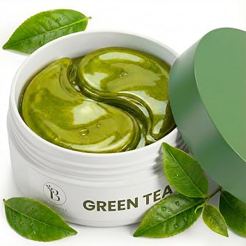 BLOOMORA Green Tea Under Eye Patches 30 Pairs, Cooling Eye Mask for Puffy Eyes & Dark Circles, Soothing & Hydrating Gel Pads, Revitalizing Under Eye Care & Skincare Gifts for Women