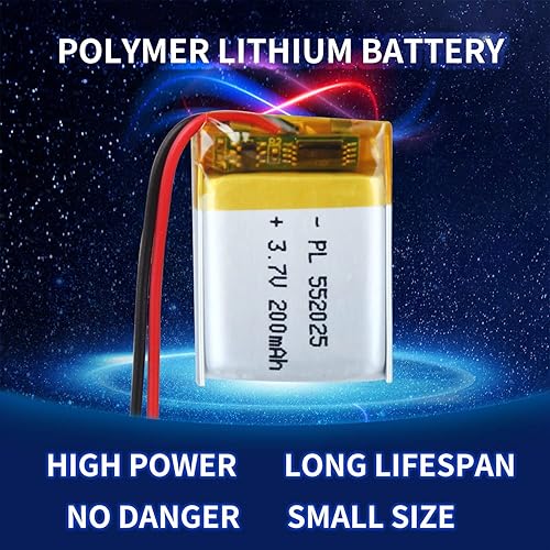 Miniatura 4 de Batería de 3.7V 200mAh 552025 Li-ion Li-Po recargable de iones de litio con conector de paso de 2P PH 0.079 in