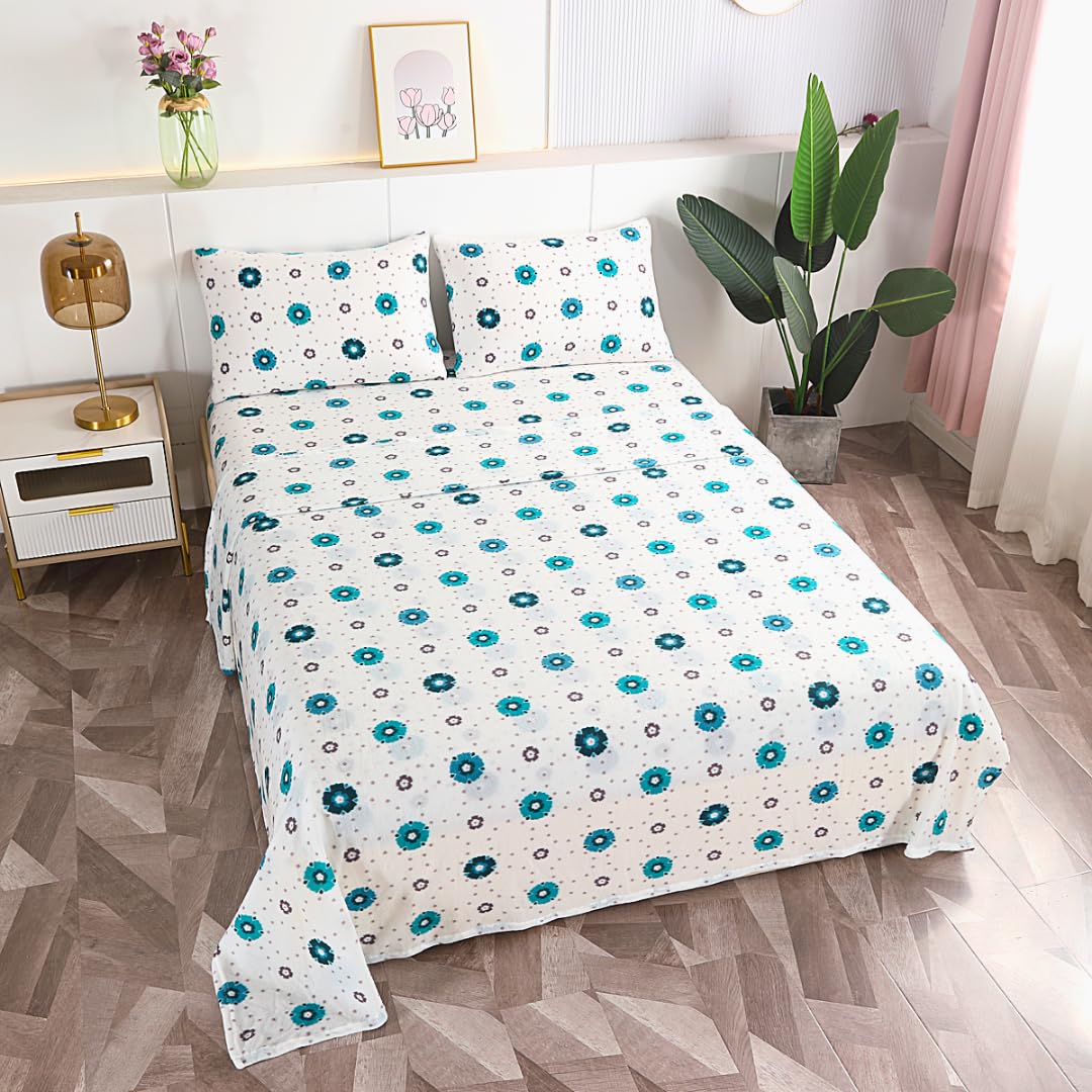 KUMY Juego de Sábanas Térmicas de Pirineo para Invierno - Confortables y Cálidas - 100% Poliéster (Floral, Cama 90)