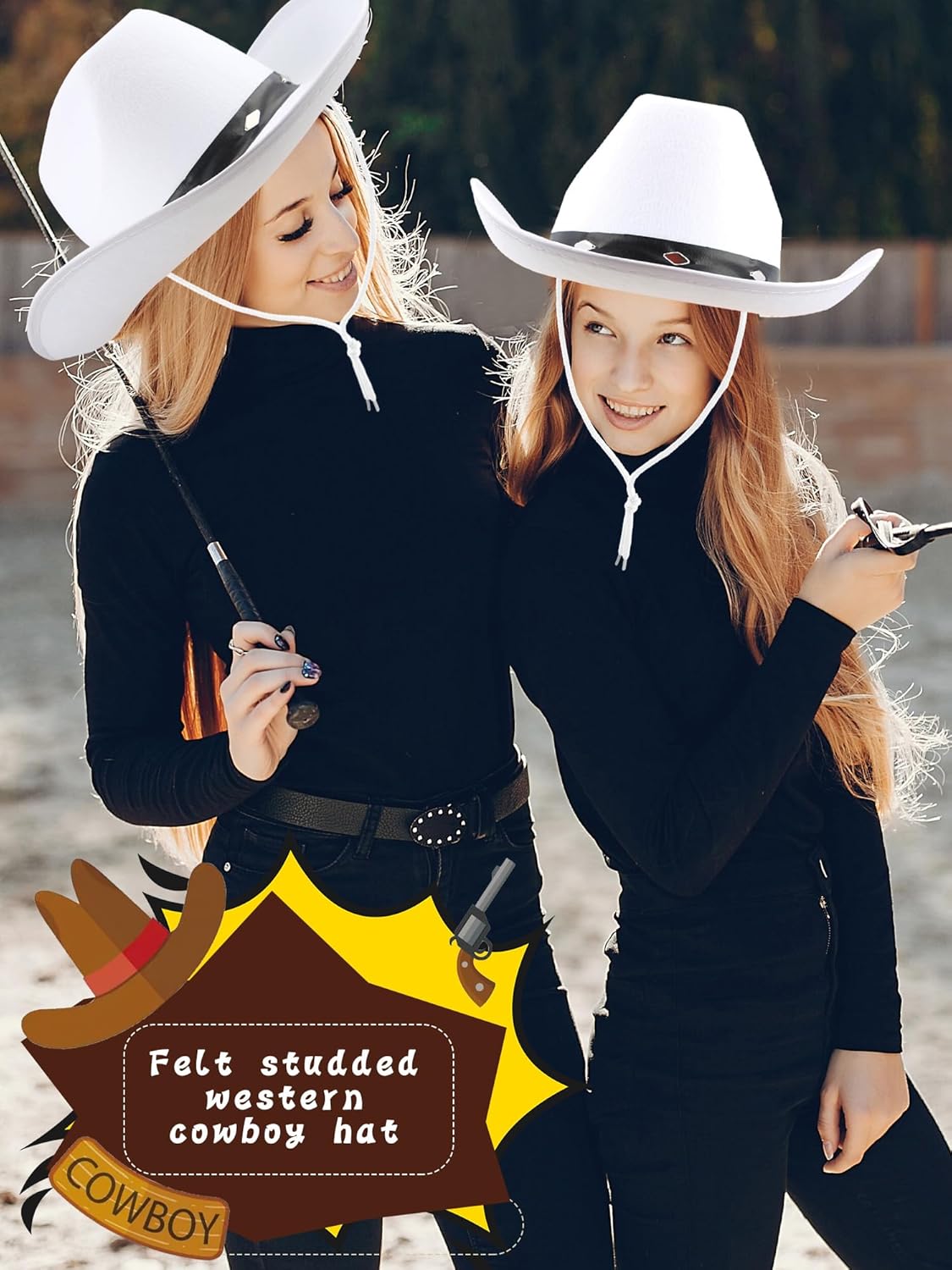 4 Pack Cowboy Hat Felt Studded Western Rodeo Texan Cowboy Cowgirl Hat for Adult