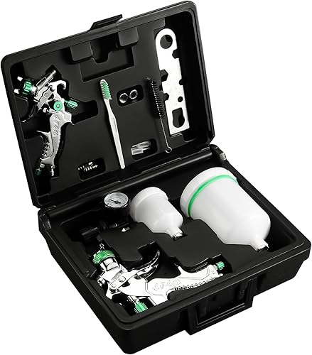 Juego de pistola pulverizadora de aire HVLP con alimentación por gravedad, 2 piezas Pistola pulverizadora de pintura con boquilla de 0,8 mm 150 ml y