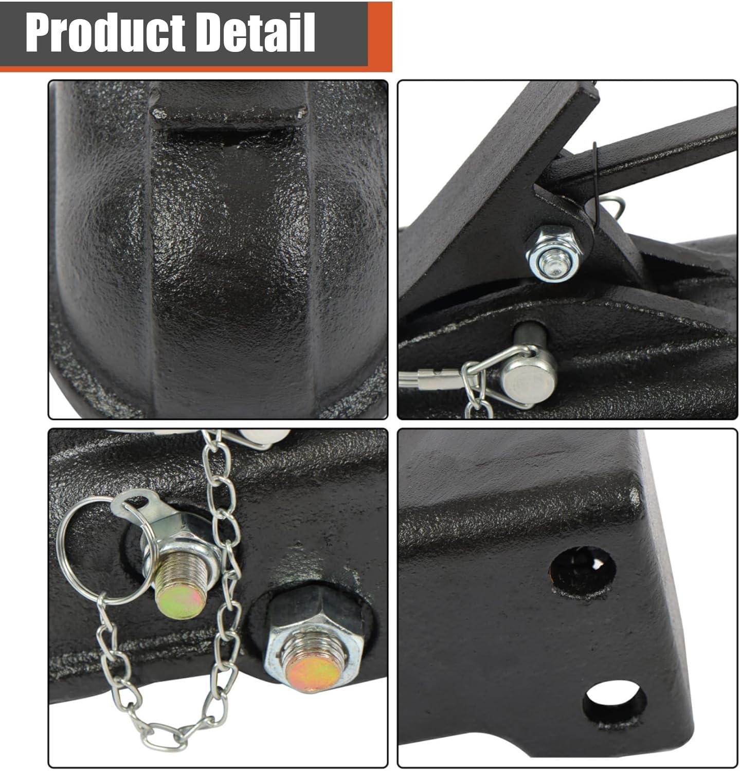 Powder Coated Black 2-5/16" Adjustable Cast Trailer Coupler with Lock Pin 15000 LBS