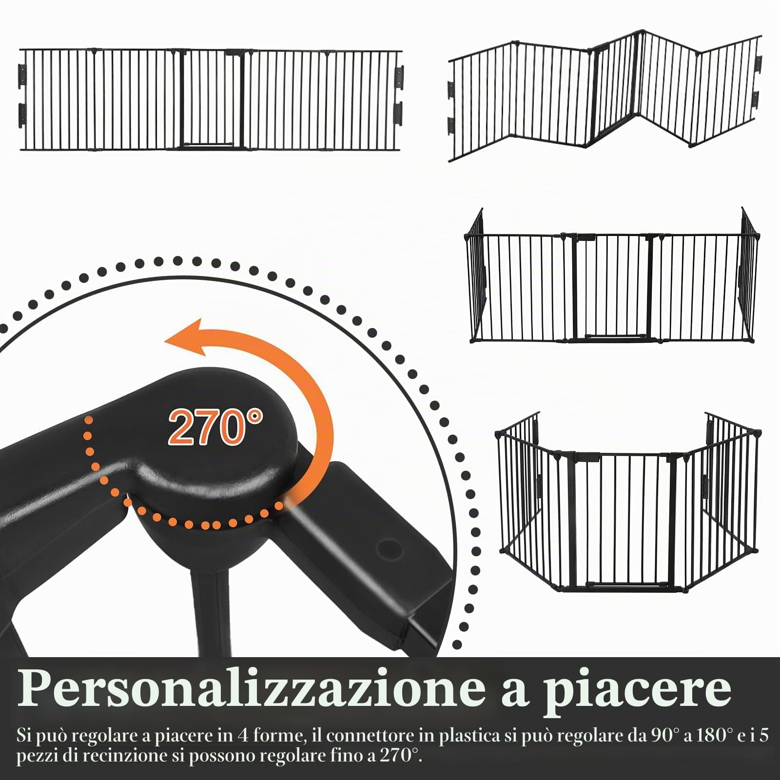 YUENFONG Cancelletto di Protezione, Cancelletto di Sicurezza Barriera per Bambini per Protettiva, Camino, Cani, Animali, Stufa,Pieghevole Grata Stufa Frieplace Guard in Metallo (Nero, 75 x 60cm)-5pz