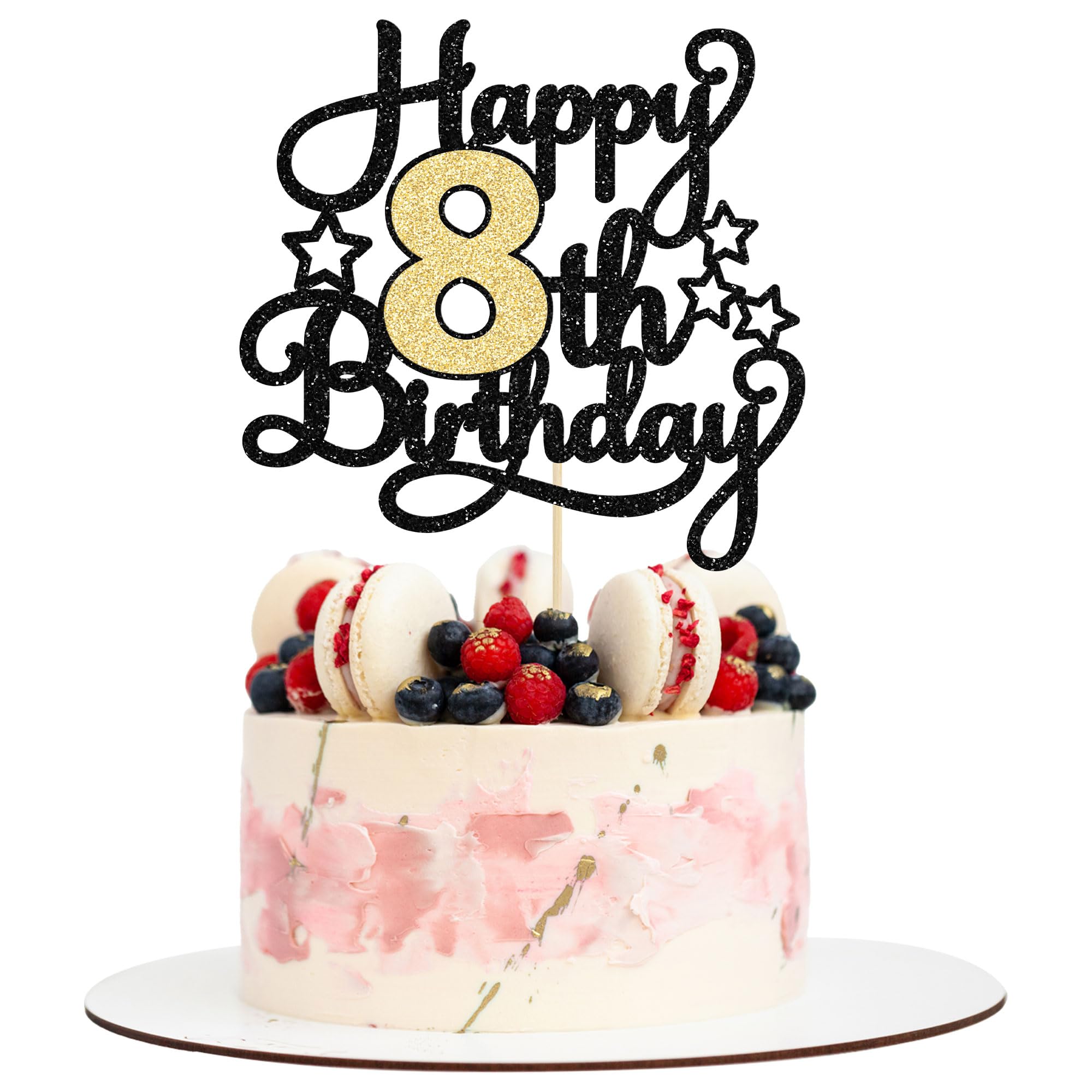 Pop Push Bubbles Cake Topper – Happy 8th Birthday Mit Einhorn & Glitzer, Für Mädchen-Geburtstagstorten