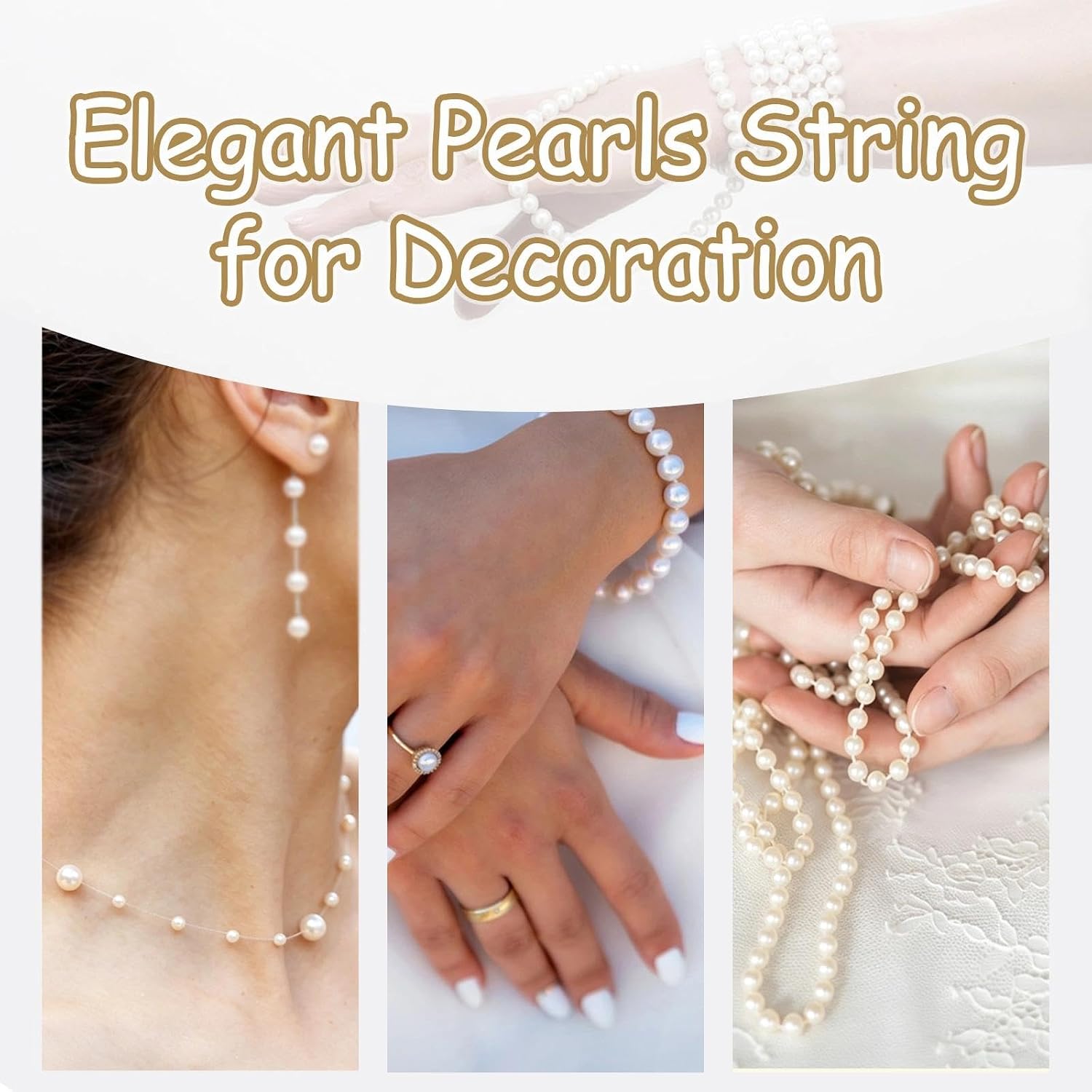 Cotton Thread Bead Pearl Chain, Artificial Pearls, for Home Decor