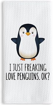 TNUW Penguin Gifts Kitchen Towels Cute Hand Towels 1624 in, Funny Winter Gifts for Women, Animal-Themed Dish Towels for Holiday or Bathroom Decor