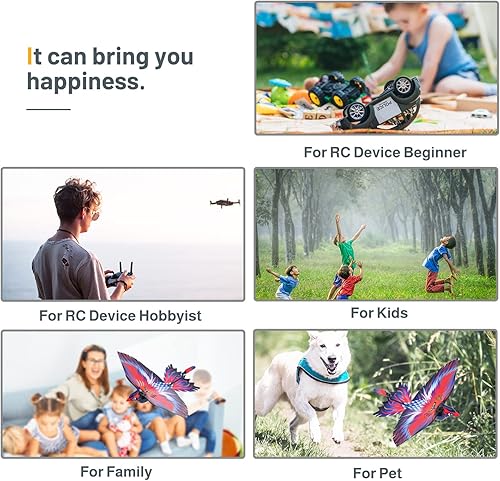 Miniatura 8 de Juguete de pájaro de control remoto 2.4G, pájaro volador biónico, giroscopio de 6 ejes, diseño de elevación de una sola ala, juguete RC fácil de
