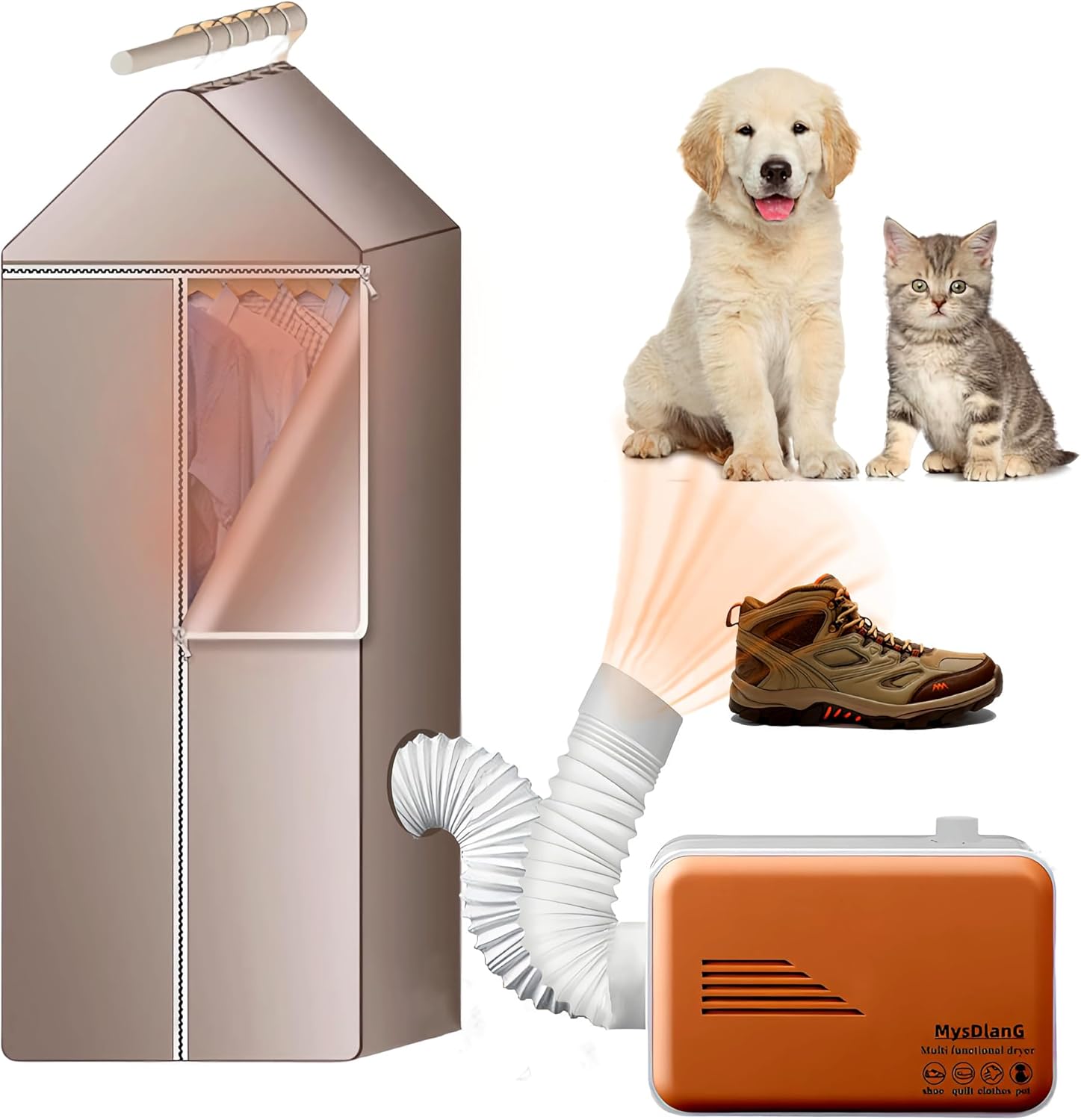 Portable Clothes Dryer for Apartments Machine,Portable Dryers for Laundry,Mini Dryer for Clothes,Travel RV Small Clothes Portable Dryer, Secadora Portatil De Ropa,Drying Pets/Shoes/Clothes (Gold)