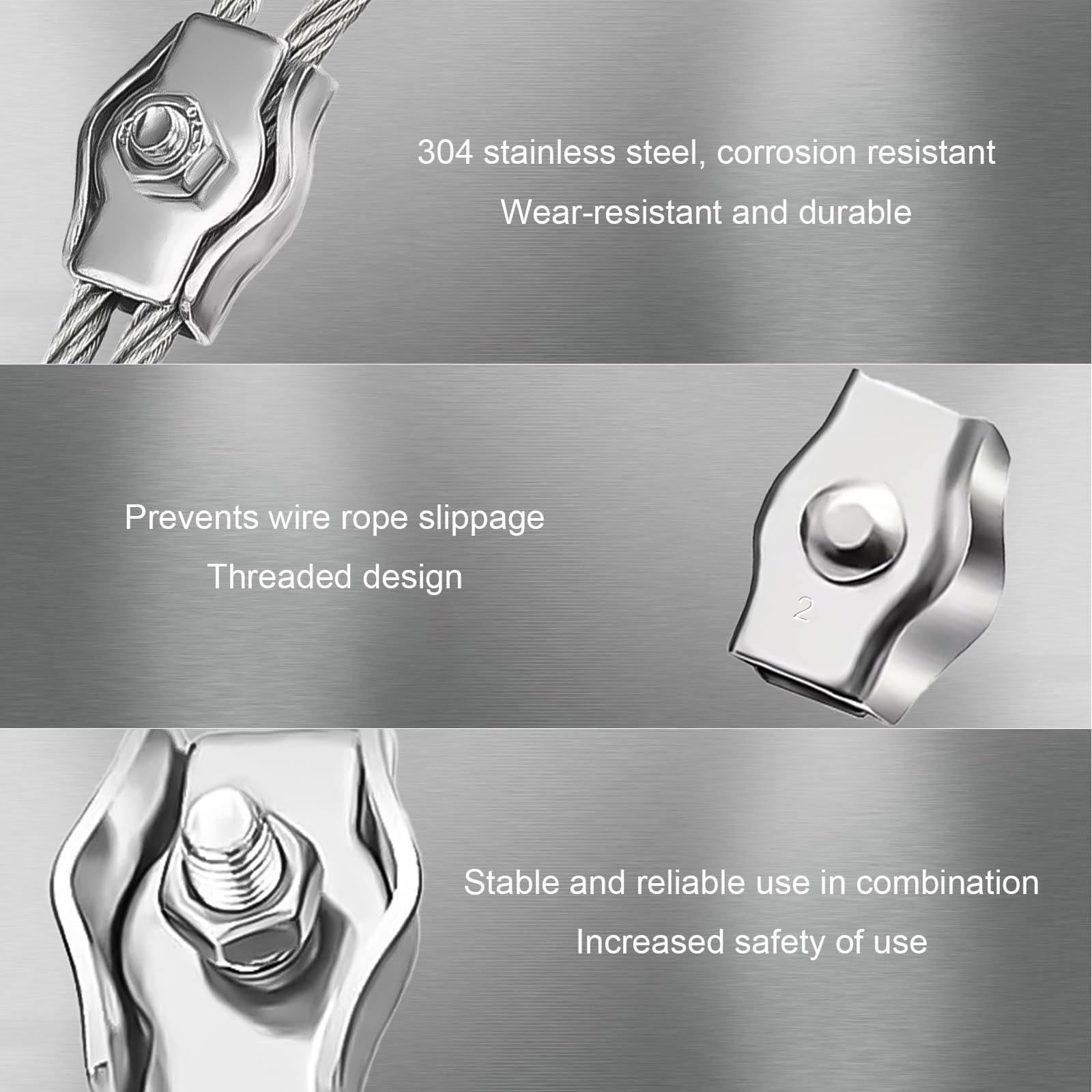 Morsetti Per Fune Metallica In Acciaio Inox 304 - 20 Pezzi Per Cavi Da 3 Mm - Foto 3