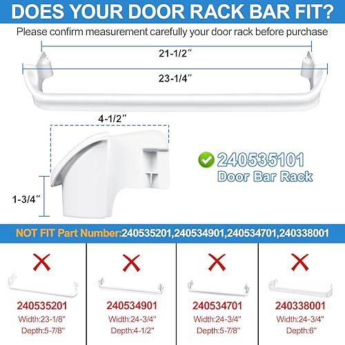 Miniatura 2 de Paquete de 2 estante de puerta de refrigerador mejorado 240535101 compatible con Frigidaire Kenmore para repisa de puerta, estantes de refrigerador,