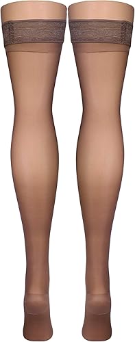 Miniatura 13 de Truform Medias de compresión transparentes, 15-20 mmHg, longitud alta hasta el muslo para mujer, 20 denier, beige, XL