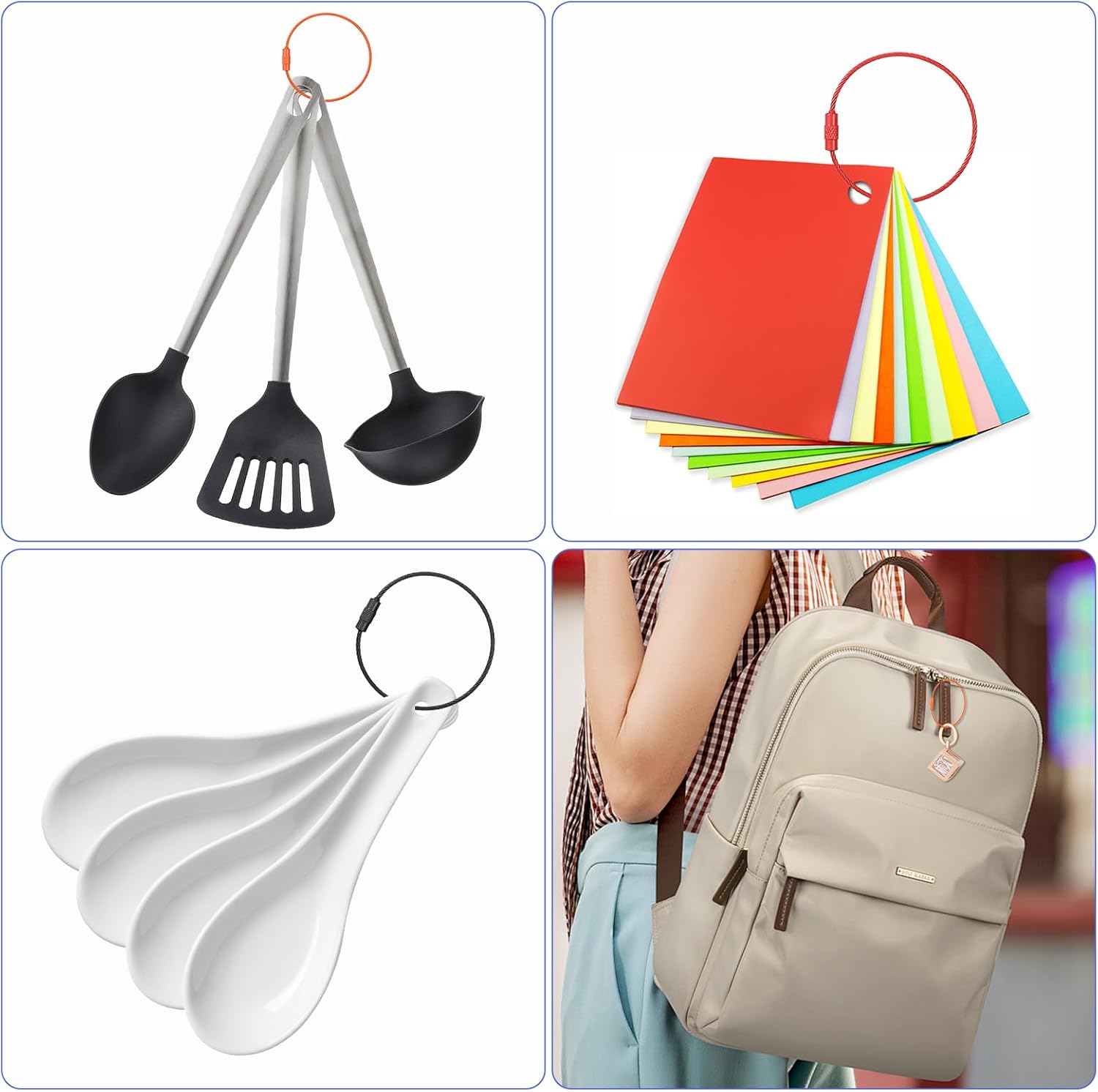 30 Pcs Stainless Steel Wire Keychains Cable, 6 inch Extendable Cable Key Ring with Screw Lock, Multicolor Loops for Bag, Key Tags, Luggage, Kitchen Utensils - Image 4