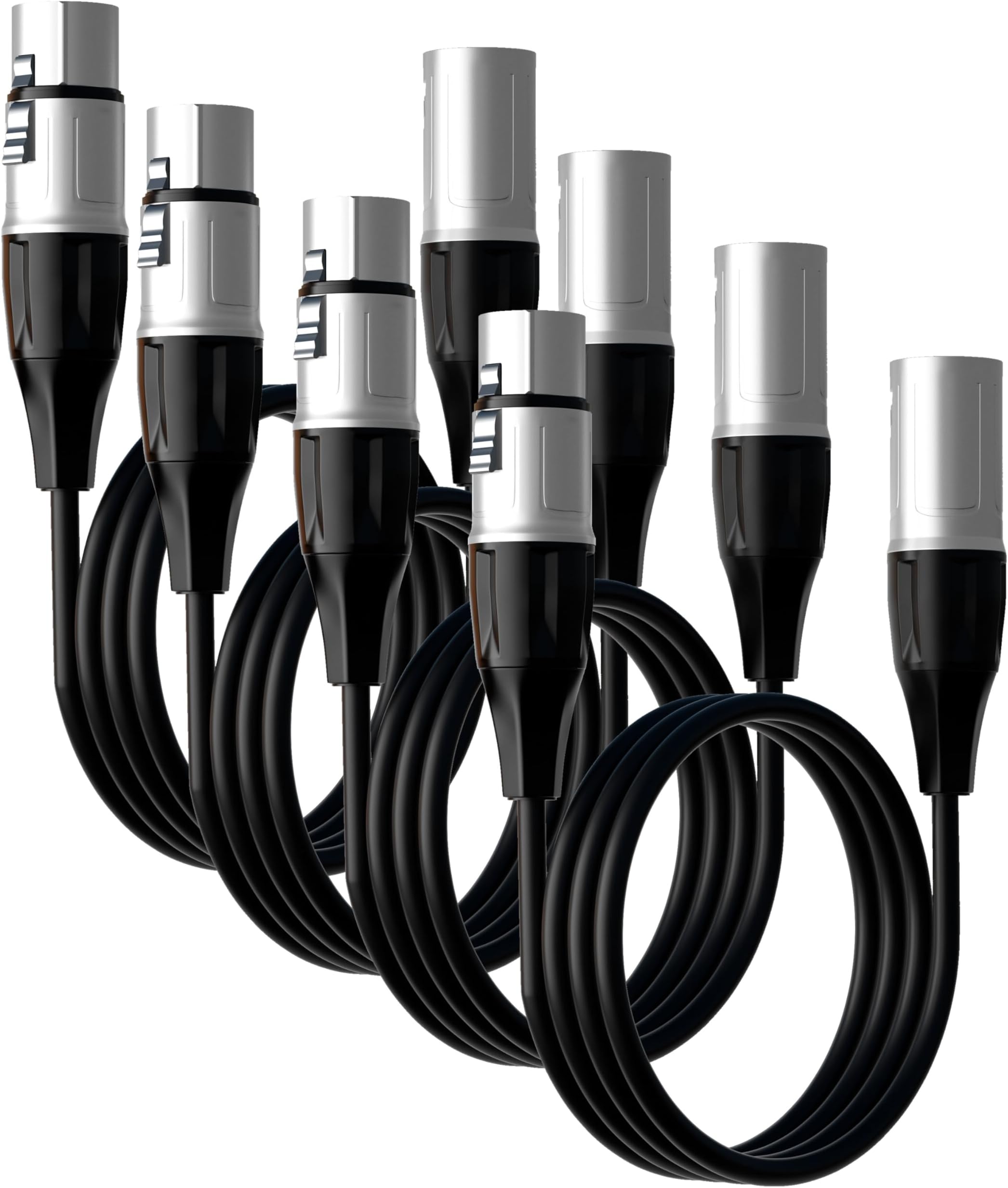 Tisino 6.6FT XLR Cable, 4 Pack Microphone Cable XLR Male to XLR Female Balanced Microphone Cord Compatible with Preamps/Speaker Systems and More - 3m/10ft