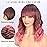 Nnzes Pink Wig with Bangs for Women Short Bob Wavy Charming Synthetic Wigs with Natural Shoulder Length Curly Heat Resistant Fiber Hair for Daily Party Use