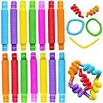 Pop Tubes, 14Pack Pop Tube Fidget Toys for Kids and Sensory Toys for Children and Adult, Fidget Tubes for Stress and Anxiety Relief, Learning Toys for Toddlers