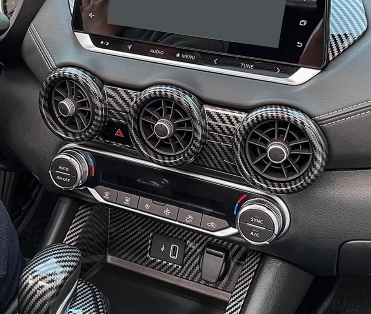 Car Accessories Fit for Nissan Sentra 2020 2021 2022 2023 2024 2025 Middle Air Outlet Vent Cover Trim (Carbon Fiber) 1PC ABS