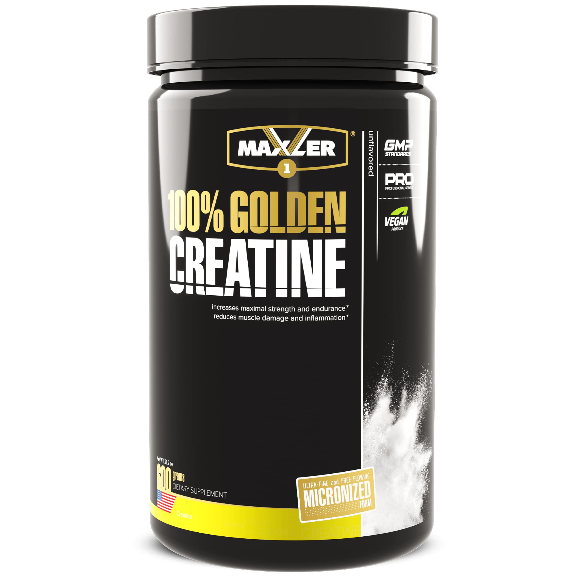 Maxler 100% Golden Creatine - Micronized Creatine Monohydrate Powder - Muscle Building Supplements - Pre Workout Vegan Sup...
