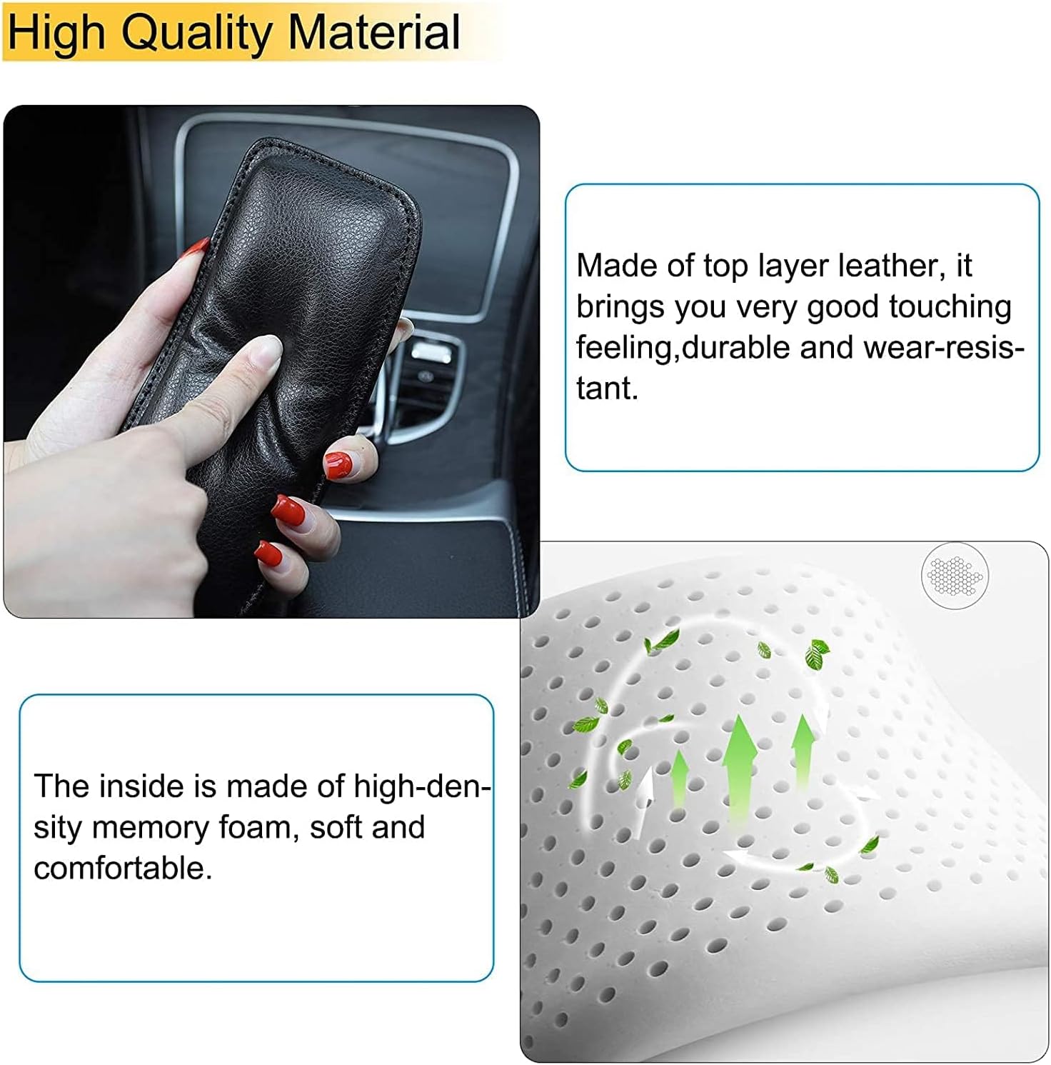 2 Pack Universal Car Center Console Knee Cushion Soft Pad, Door Armrest Protective Pad Soft Leather Armrest Pillow