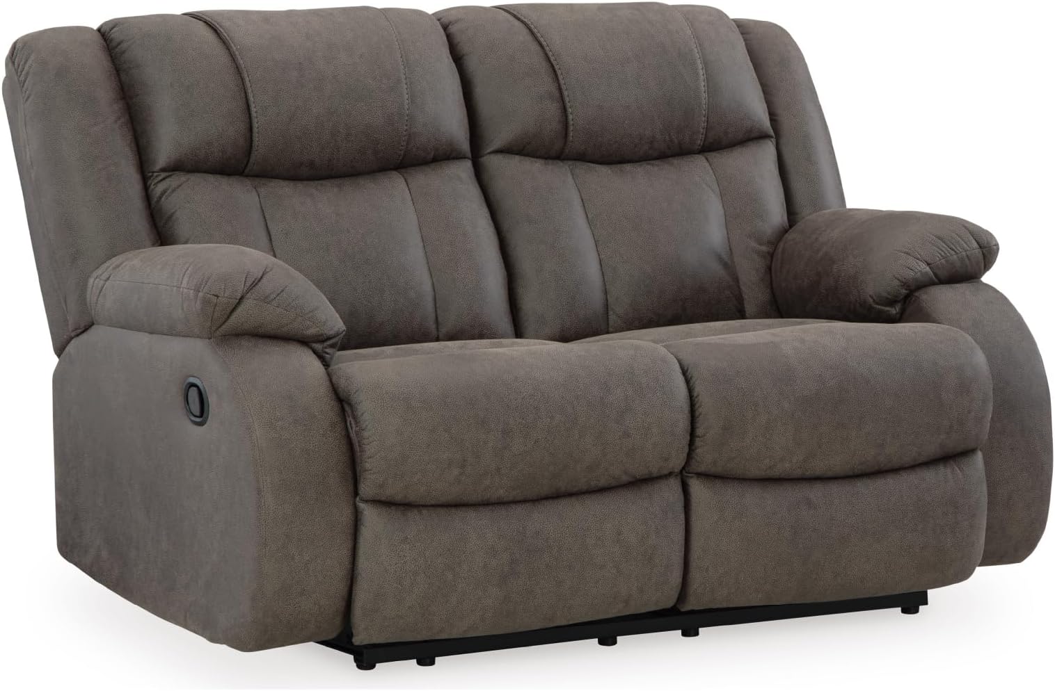 First Base Contemporary Faux Leather Manual Reclining Loveseat, Gray