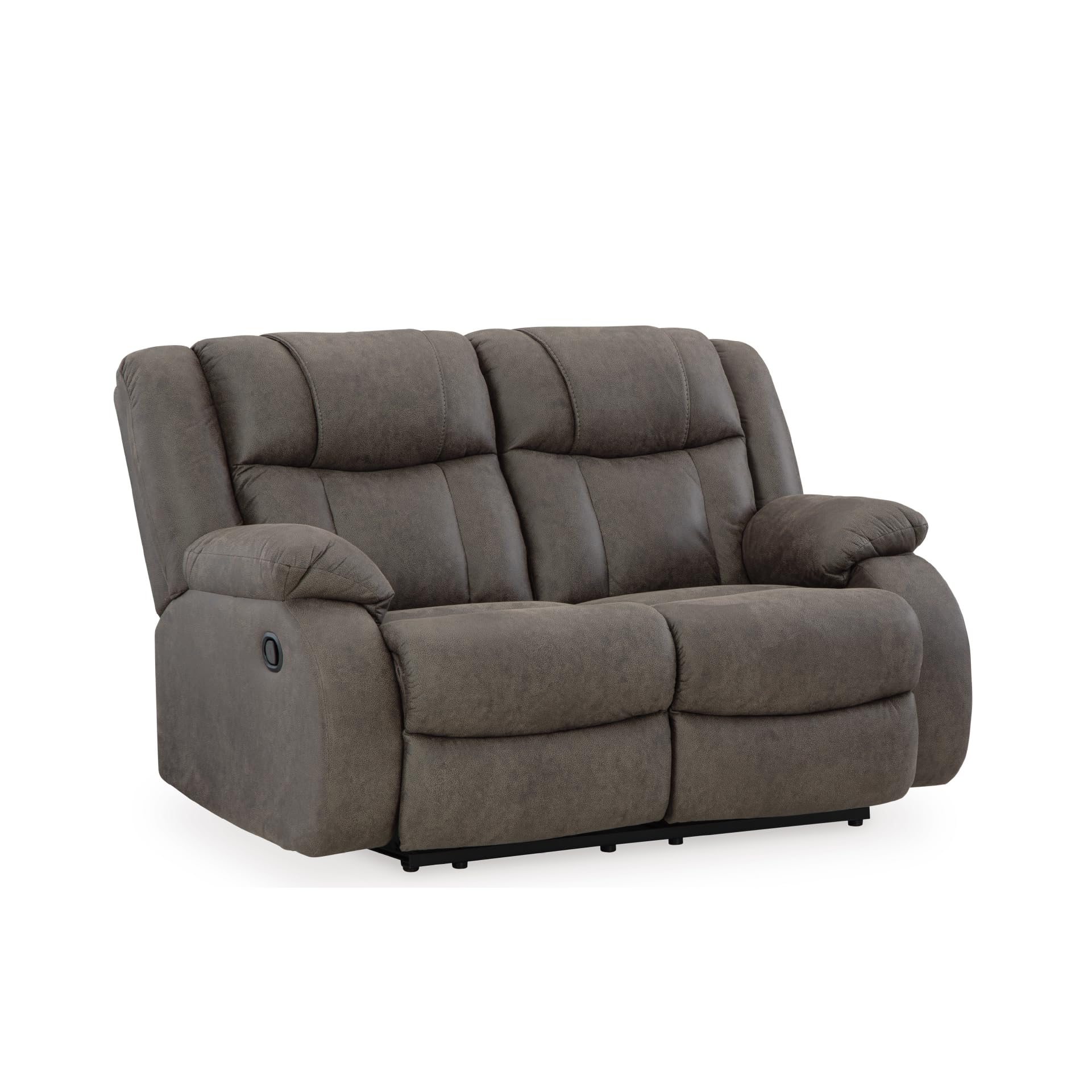 First Base Contemporary Faux Leather Manual Reclining Loveseat, Gray