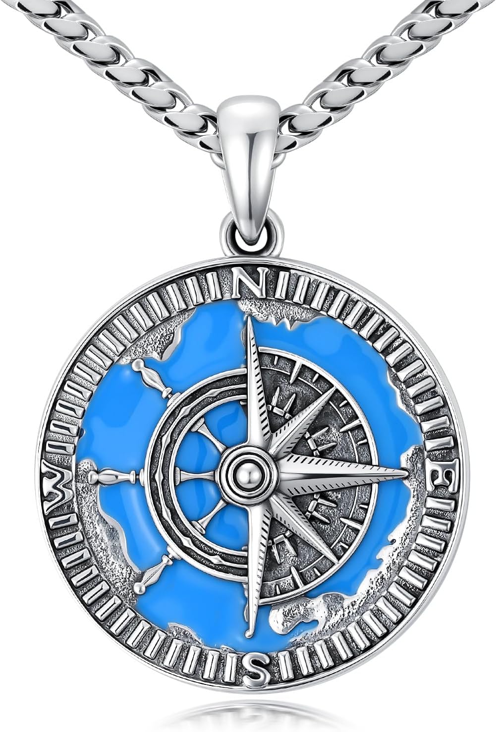 PELOVNY Compass Necklaces for Women Men 925 Sterling Silver Travel Necklace Graduation Inspirational Jewelry Gifts for Her Him