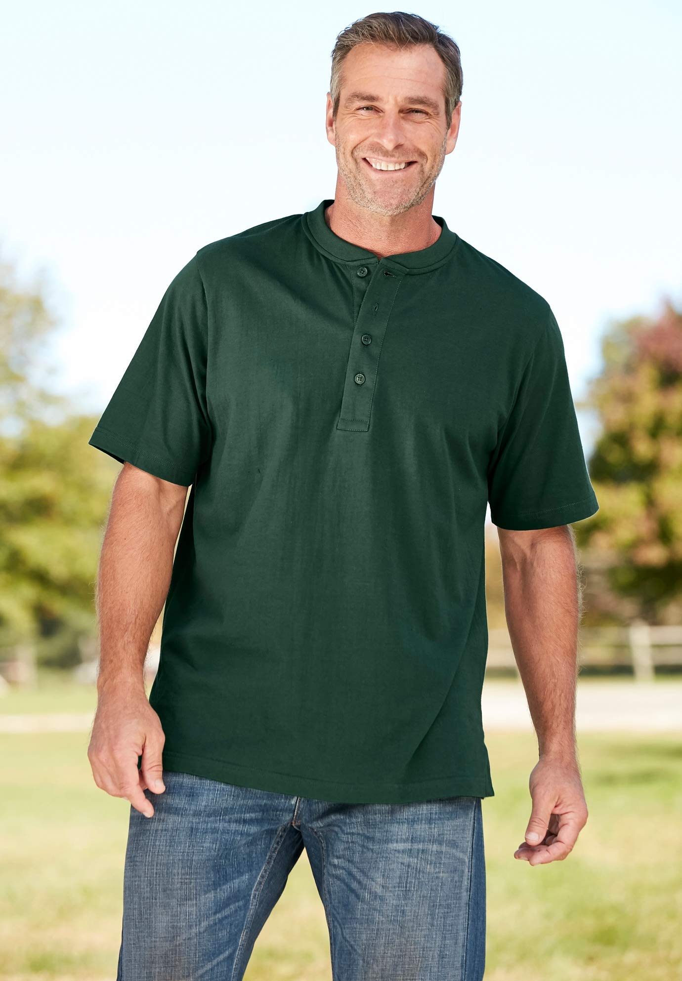 KingSize - Camiseta Henley ligera para hombre - Multicolor - Grande - 6X-Large