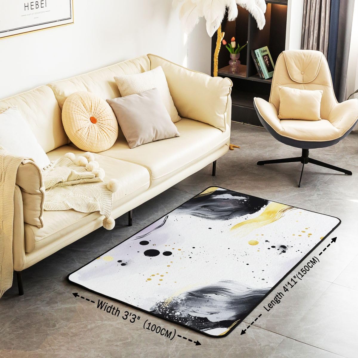 Homewish Dywaniki Tie Dye 100 x 150 cm do sypialni salonu - fioletowy czarny nowoczesny dywan podłogowy nowoczesna sztuka abstrakcyjna duże dywany geometryczne minimaliści pościel nie gubi włosia