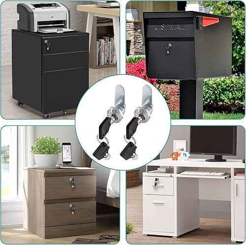 Miniatura 7 de Uenhoy Paquete de 4 cerraduras tubulares de leva con llave similar, reemplazo de cerraduras de RV, juego de cerradura de leva de gabinete de 1