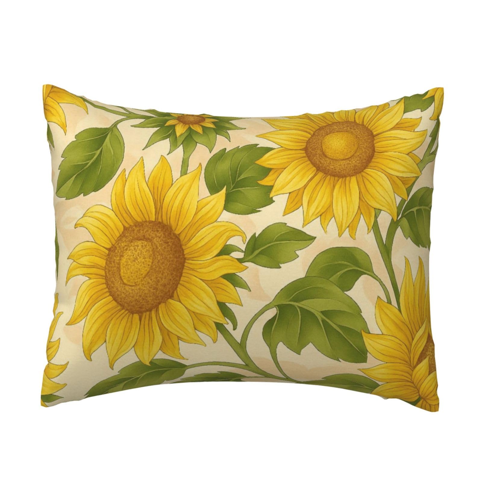 Beautiful Sunflowers Pillowcase Soft Plush with Zipper Decorative Pillowcovers 16x20 in