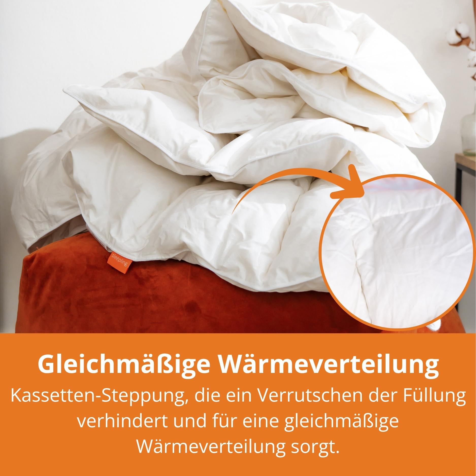 sleepling Federdecke 135x200 cm, Bettdecke, Federbettdecke 135 x 200 cm, Federbett, 100% Baumwolle, Ganzjahresdecke, Oeko-Tex, Made in EU, bis 60 Grad waschbar
