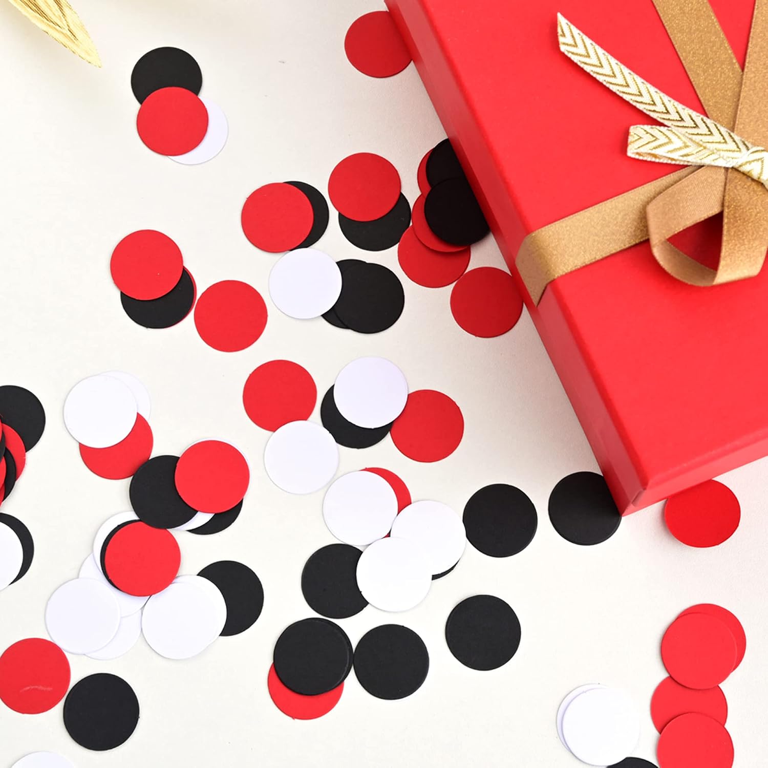 300pc Red Black White Paper Table confetti,Circle Dots Glitter Party Table Confetti for Wedding Baby Shower Birthday Party Decoration Suppiles Table Decoration 1 Inch