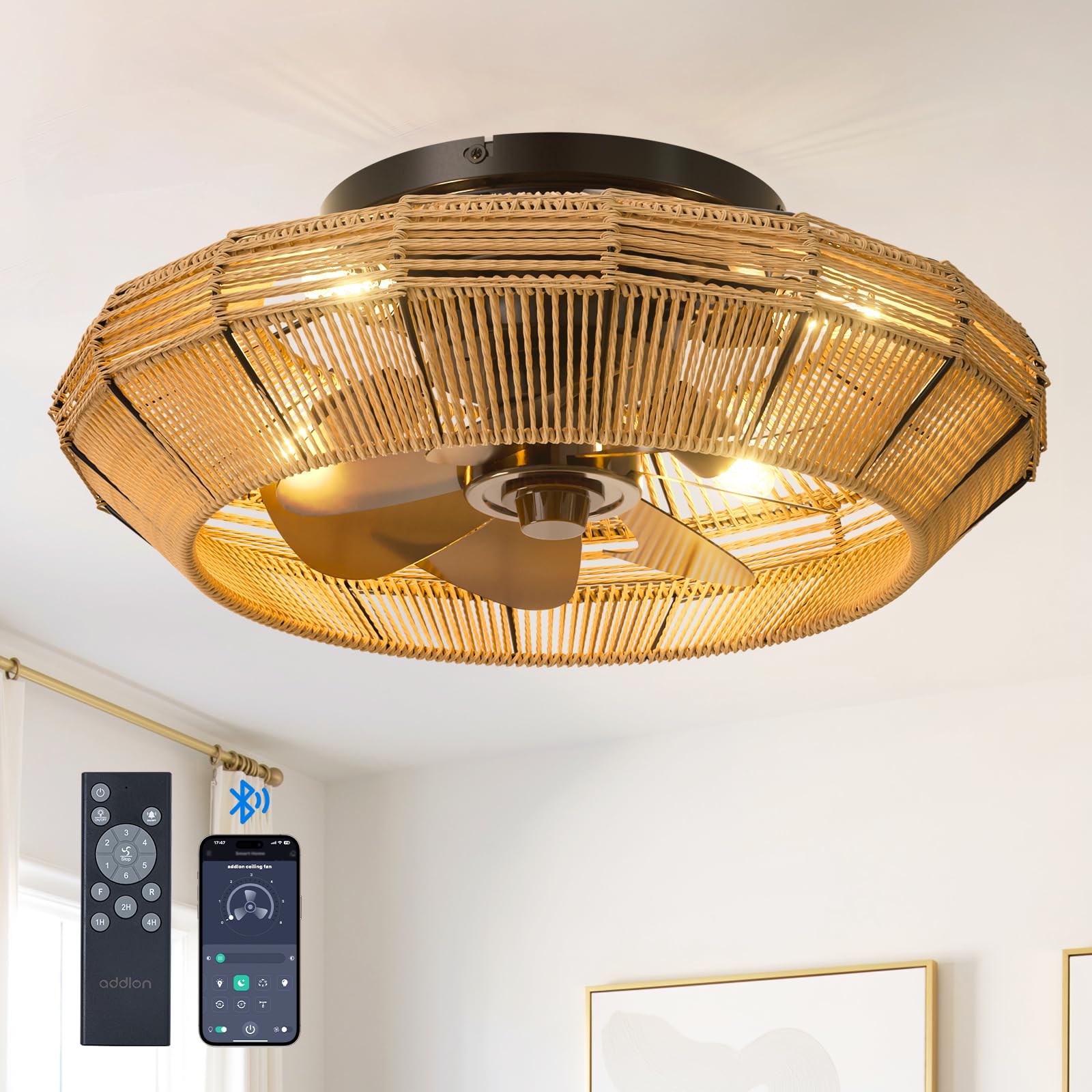 50% Off addlon Boho Ceiling Fan with Light and Remote