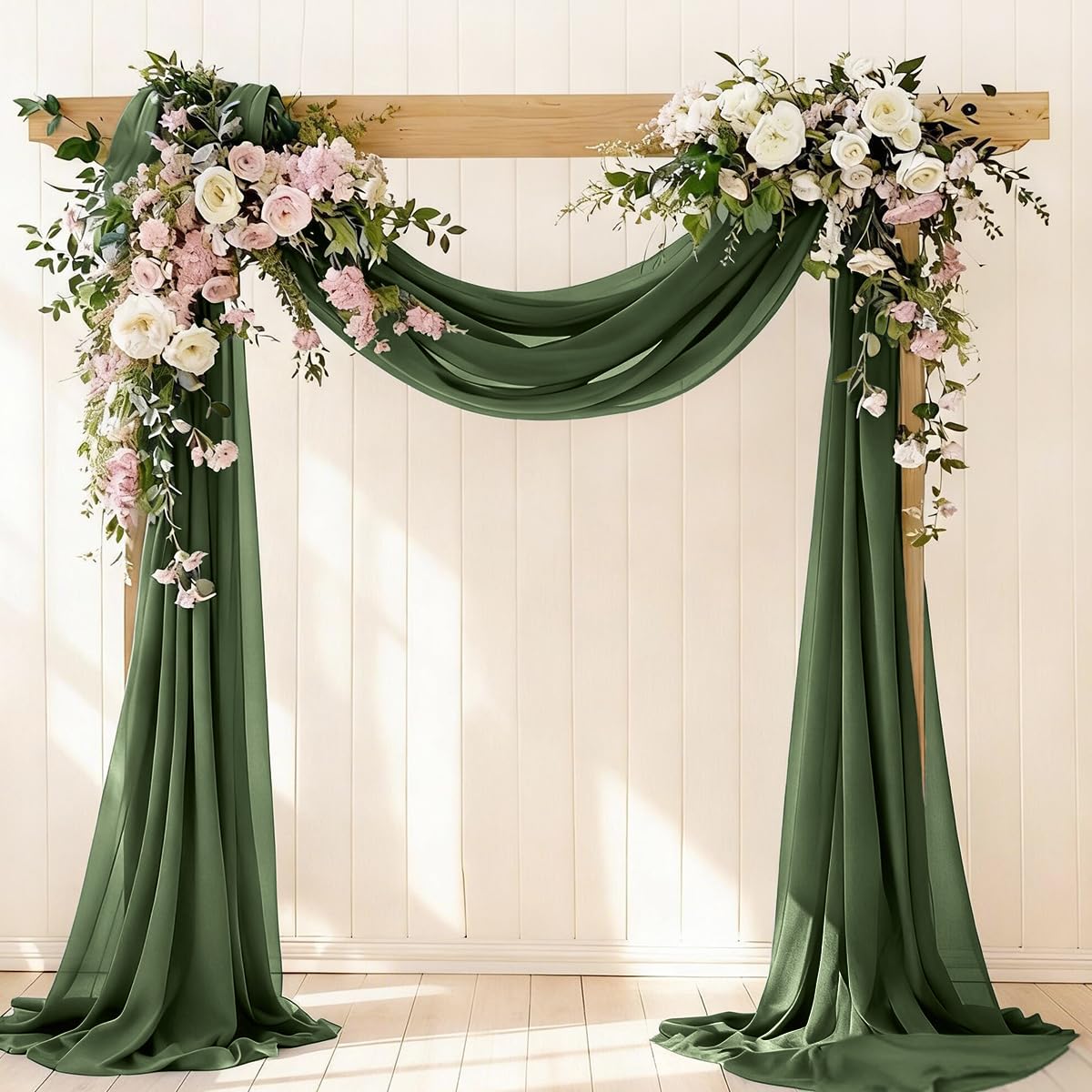 Olive Green Wedding Arch Draping Fabric Fall 1 Panel 29" × 240"
