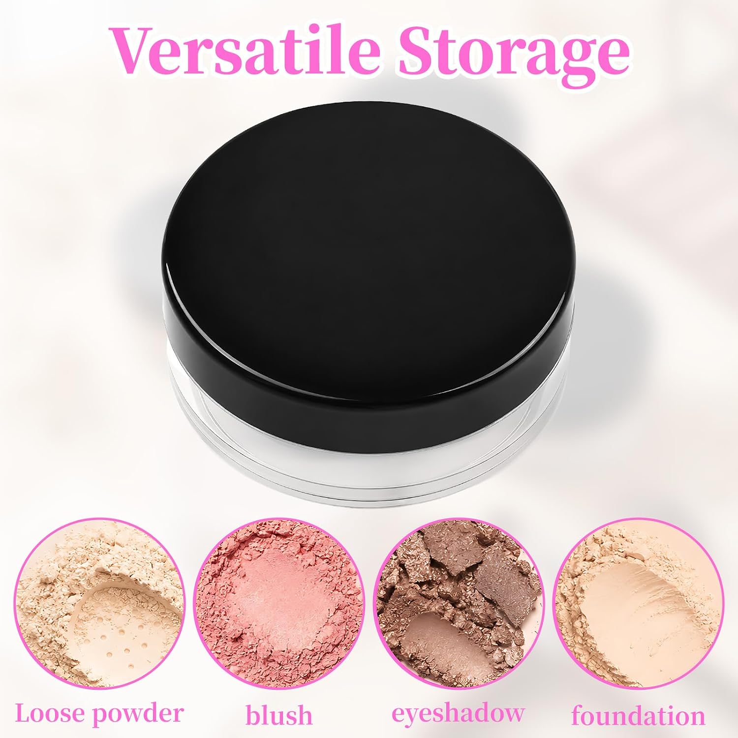 4Pcs Refillable Loose Powder Containers, 10ml Empty Travel Powder Container