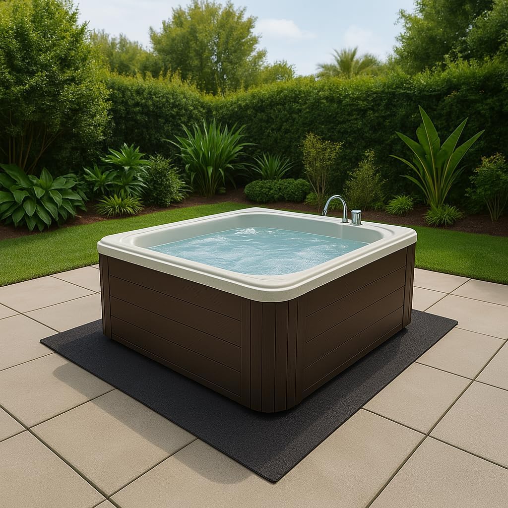 100″x100″ Extra Large Hot Tub Mat for Lazy Spa Inflatable Tub - Hot Tub Mats Pad for Outside Outdoor - Ground Mat for Under Inflatable Hot Tub