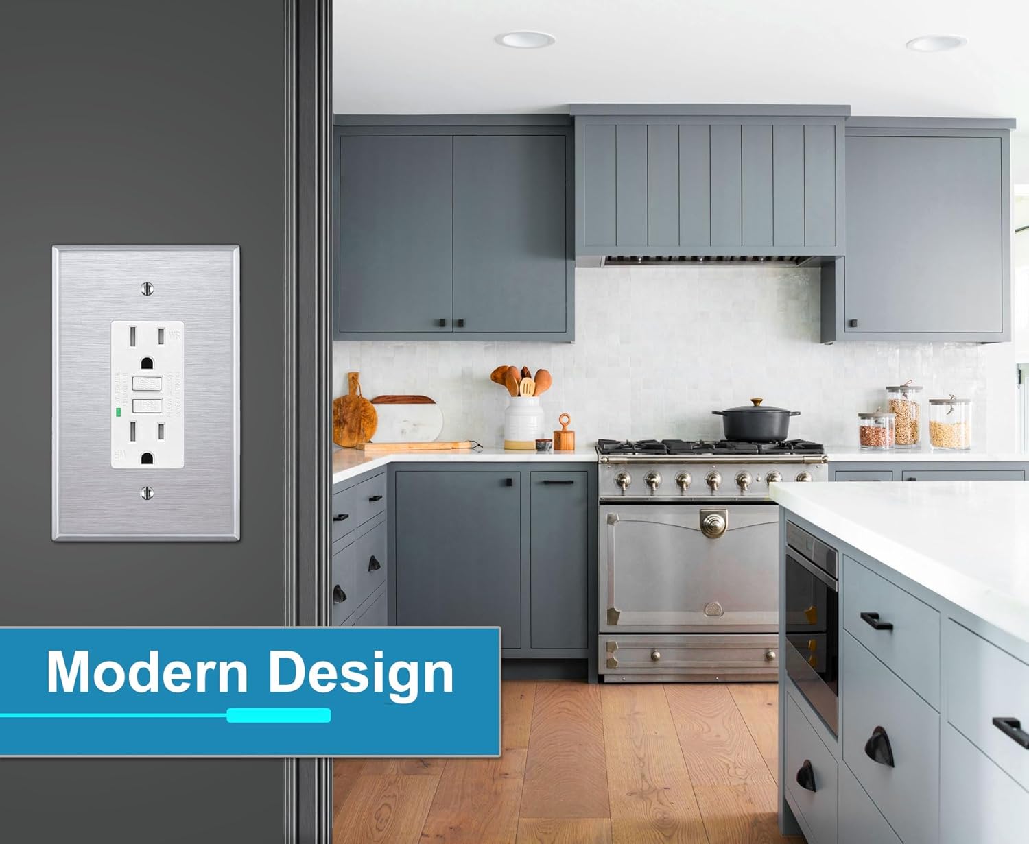 1 Gang Rocker - Decorator Stainless Steel Wall Plate - Wall Plate for Style Light Switches, GFCI, Plug Outlets, Stainless Steel Satin Finish, UL Listed, 4.5 x 2.75 Inches (Made in USA)