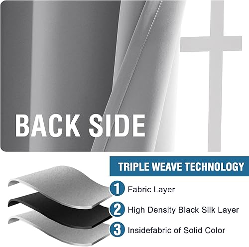 Miniatura 6 de H.VERSAILTEX Cortinas opacas con aislamiento térmico, paneles de tratamiento de ventana, cortinas opacas para oscurecer la habitación, cortinas