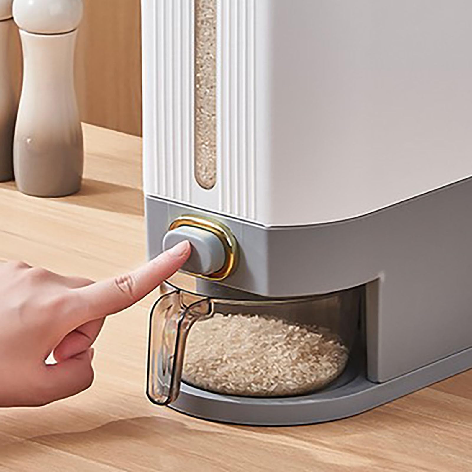 Dispenser per riso e cereali da 10 kg, grande contenitore per cereali con coperchio e misurino, contenitore sigillato a prova di umidità per riso con misurino (10 kg)