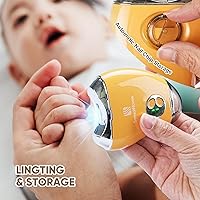 Vista 6 de 3-in-1 Electric Nail Clipper for Baby & Adults, USB Rechargeable Trimmer with LED Light, Polisher and Storage Container, Adjustable Speeds Nail