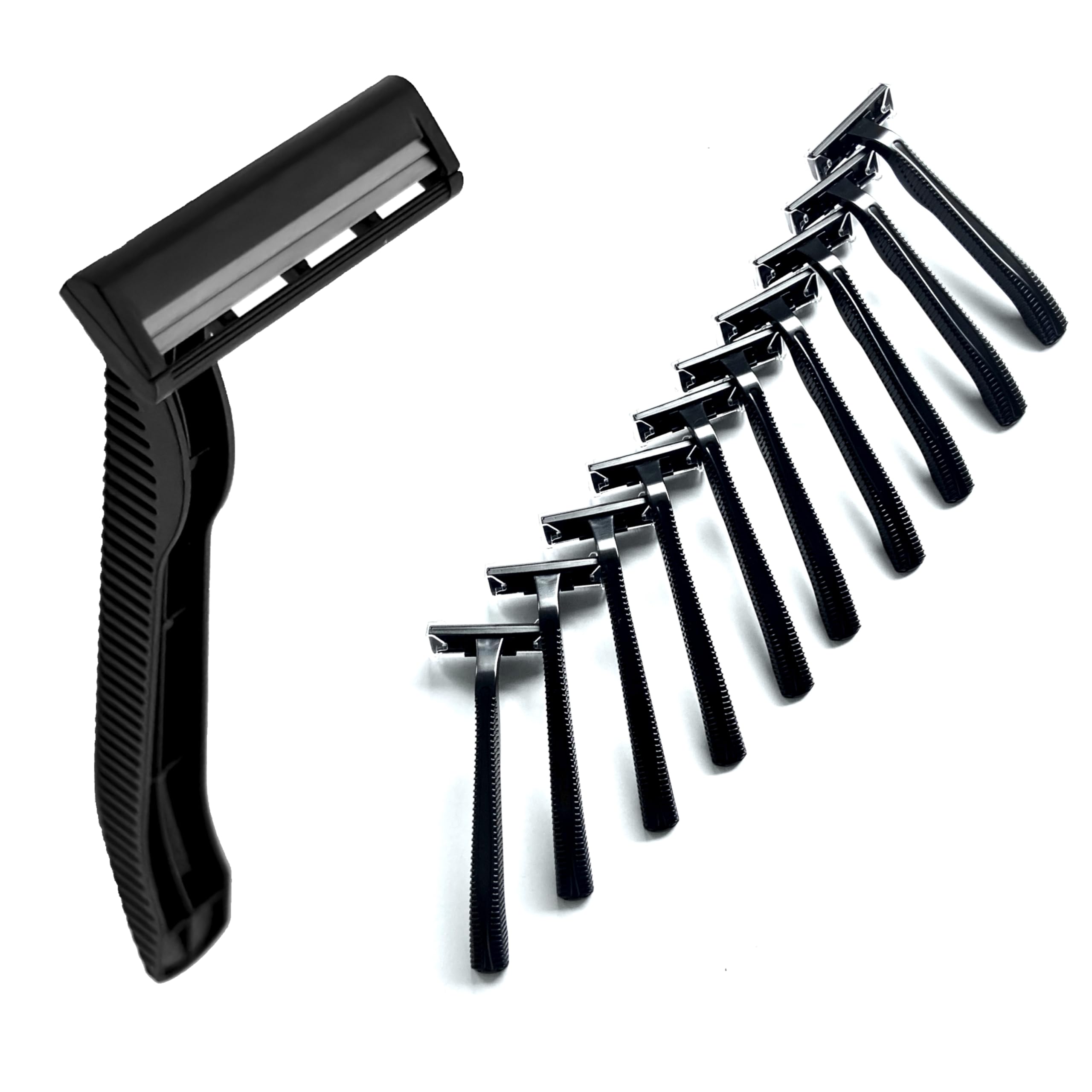 BIG BOX OF RAZORS - 10 Pack of Gemini Twin-Blade Black Razor Blades Disposable Stainless Steel Hospitality Quality