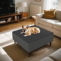 Vista 13 de Funda Otomana Acolchada Impermeable Fundas de Sofá para Reposapiés Funda de Taburete Fundas Protectoras para Taburete con Encaje Antideslizante Café